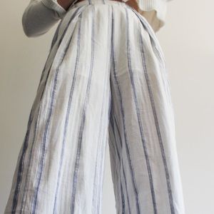 Blue and white striped pants